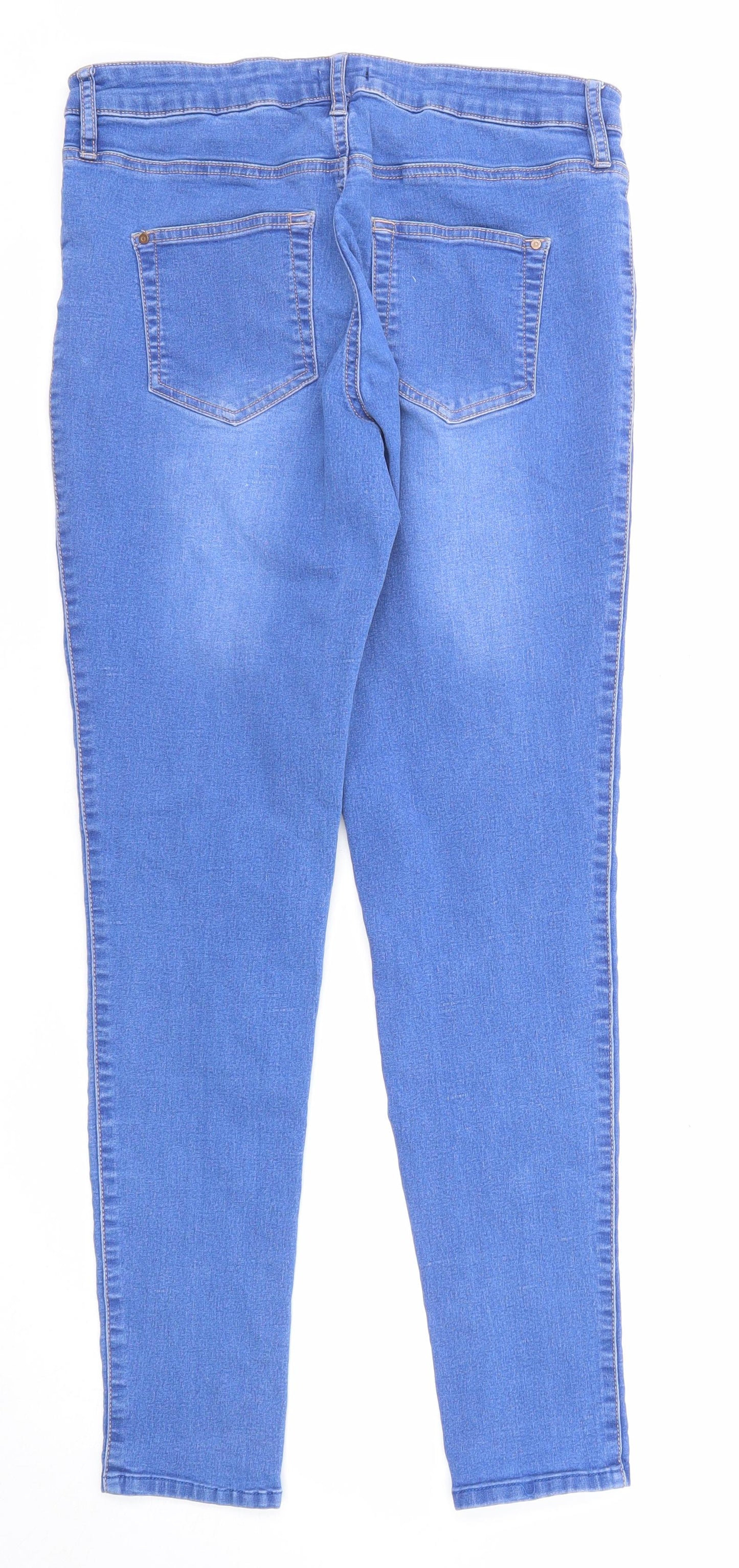 F&F Womens Blue Cotton Skinny Jeans Size 12 Regular Zip