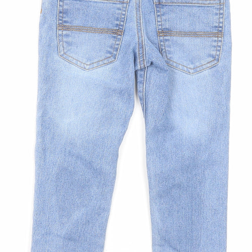 Denim & Co. Boys Blue Cotton Straight Jeans Size 3-4 Years Regular Drawstring