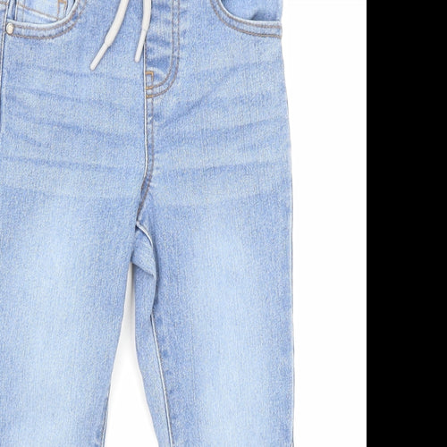 Denim & Co. Boys Blue Cotton Straight Jeans Size 3-4 Years Regular Drawstring