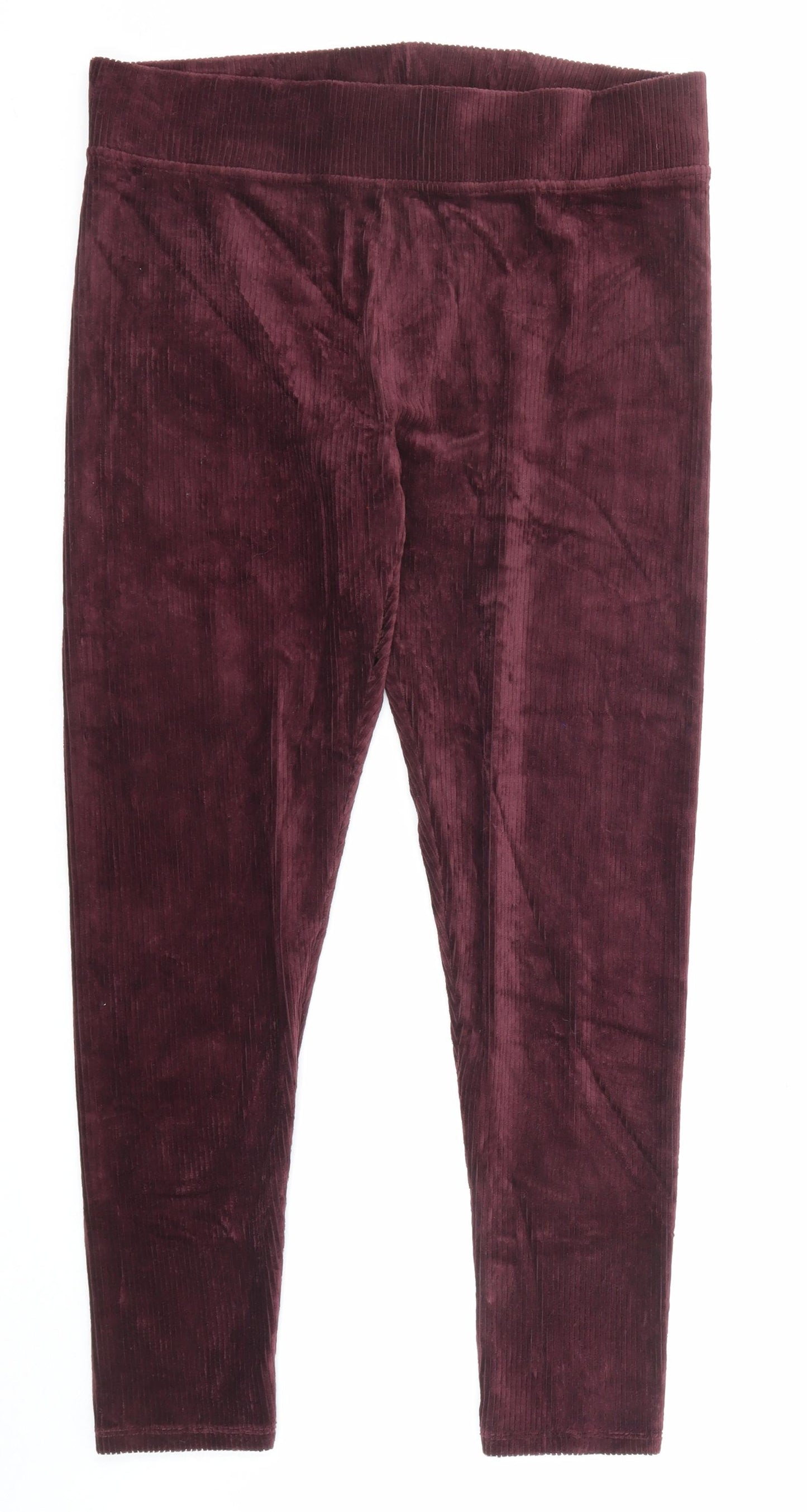 Marks and Spencer Womens Purple Cotton Capri Leggings Size 14 - Ribbed