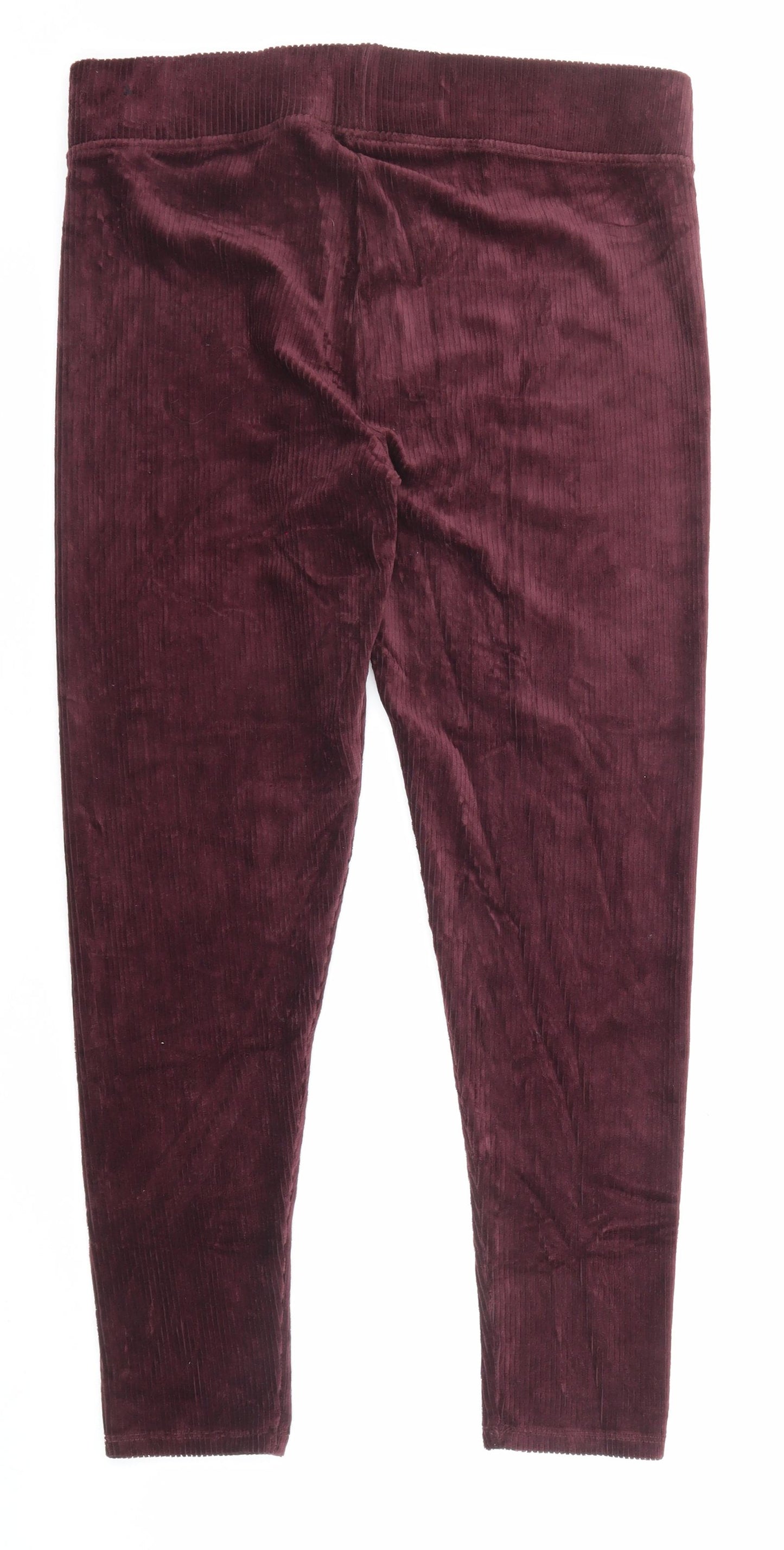 Marks and Spencer Womens Purple Cotton Capri Leggings Size 14 - Ribbed