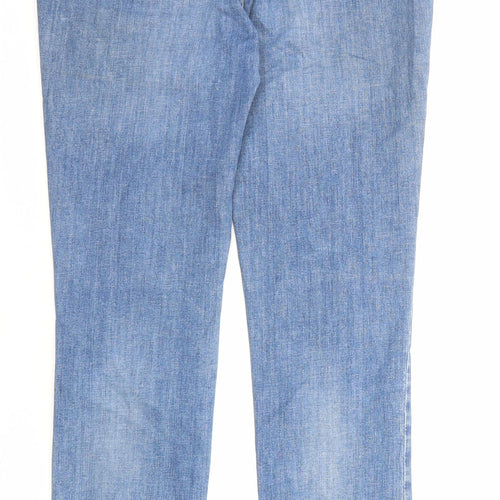 Per Una Womens Blue Cotton Straight Jeans Size 10 Slim Zip