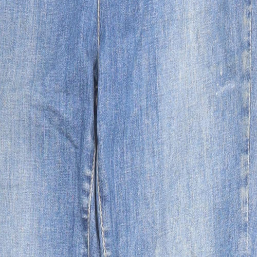 Per Una Womens Blue Cotton Straight Jeans Size 10 Slim Zip