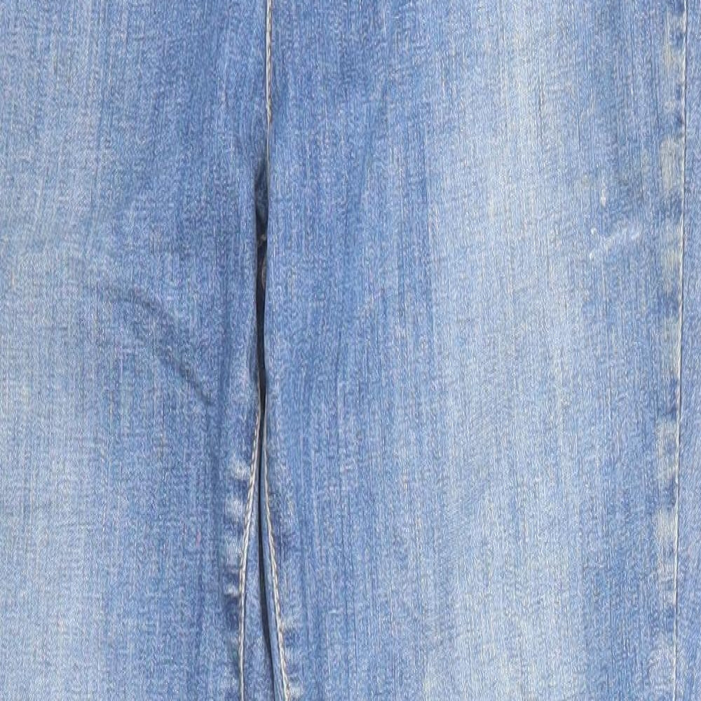 Per Una Womens Blue Cotton Straight Jeans Size 10 Slim Zip