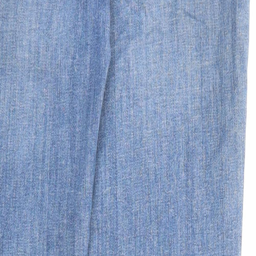 Per Una Womens Blue Cotton Straight Jeans Size 10 Slim Zip