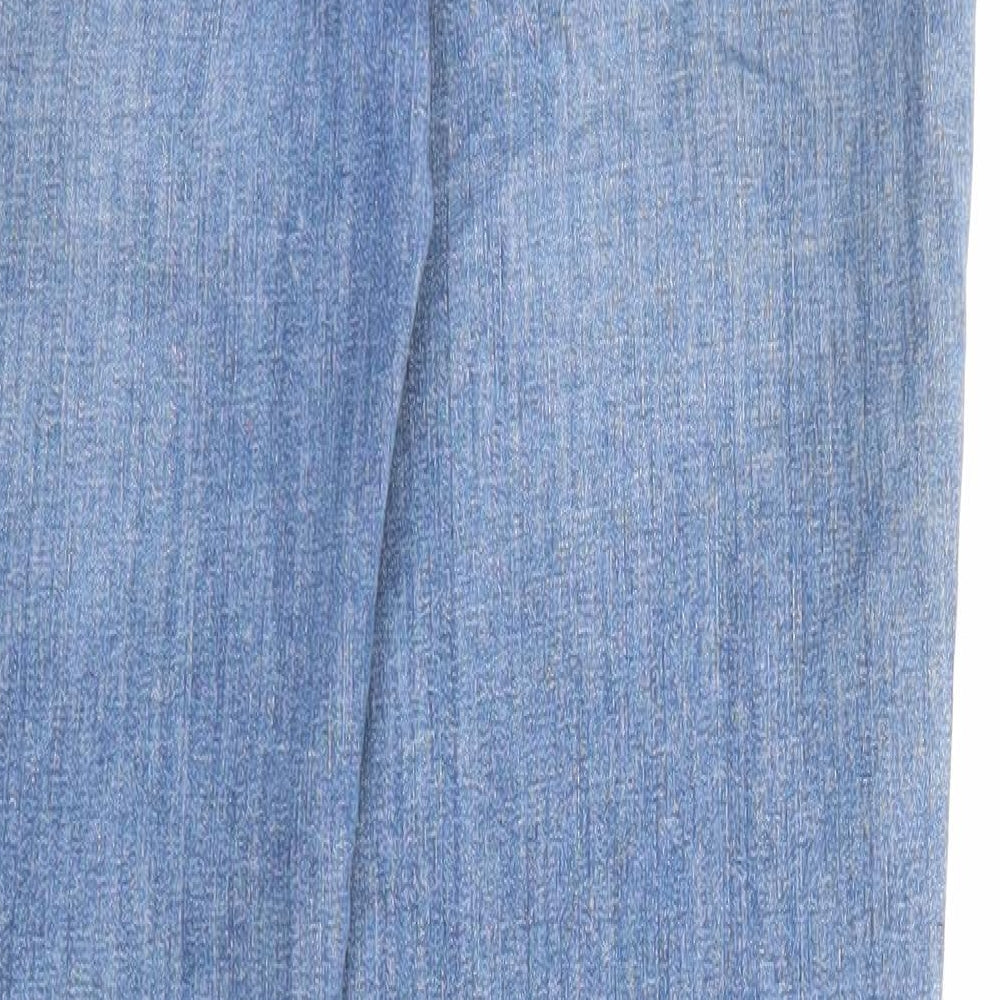 Per Una Womens Blue Cotton Straight Jeans Size 10 Slim Zip