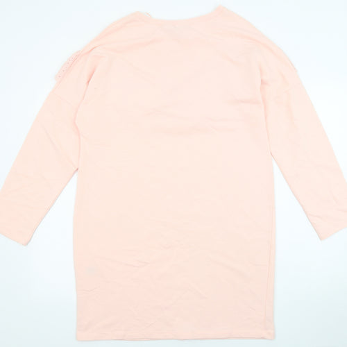 Select Womens Pink Cotton Jumper Dress Size 12 Round Neck Pullover