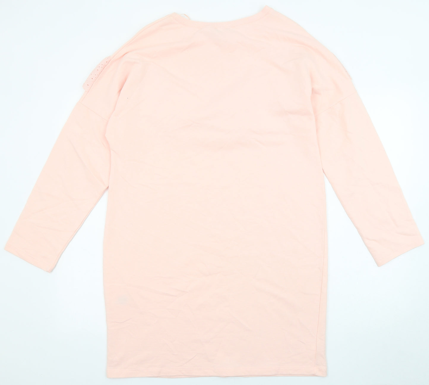 Select Womens Pink Cotton Jumper Dress Size 12 Round Neck Pullover