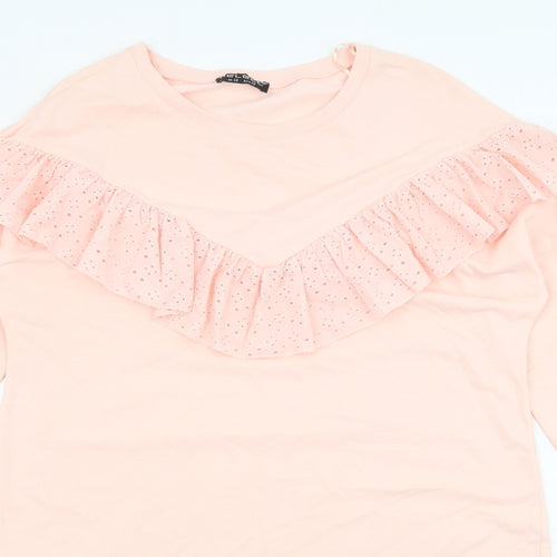 Select Womens Pink Cotton Jumper Dress Size 12 Round Neck Pullover