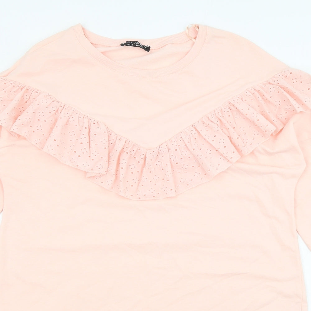 Select Womens Pink Cotton Jumper Dress Size 12 Round Neck Pullover