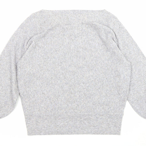 Marks and Spencer Womens Grey Boat Neck Polyester Pullover Jumper Size 16
