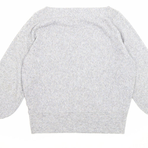 Marks and Spencer Womens Grey Boat Neck Polyester Pullover Jumper Size 16