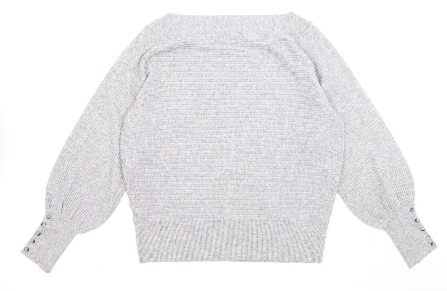 Marks and Spencer Womens Grey Boat Neck Polyester Pullover Jumper Size 16