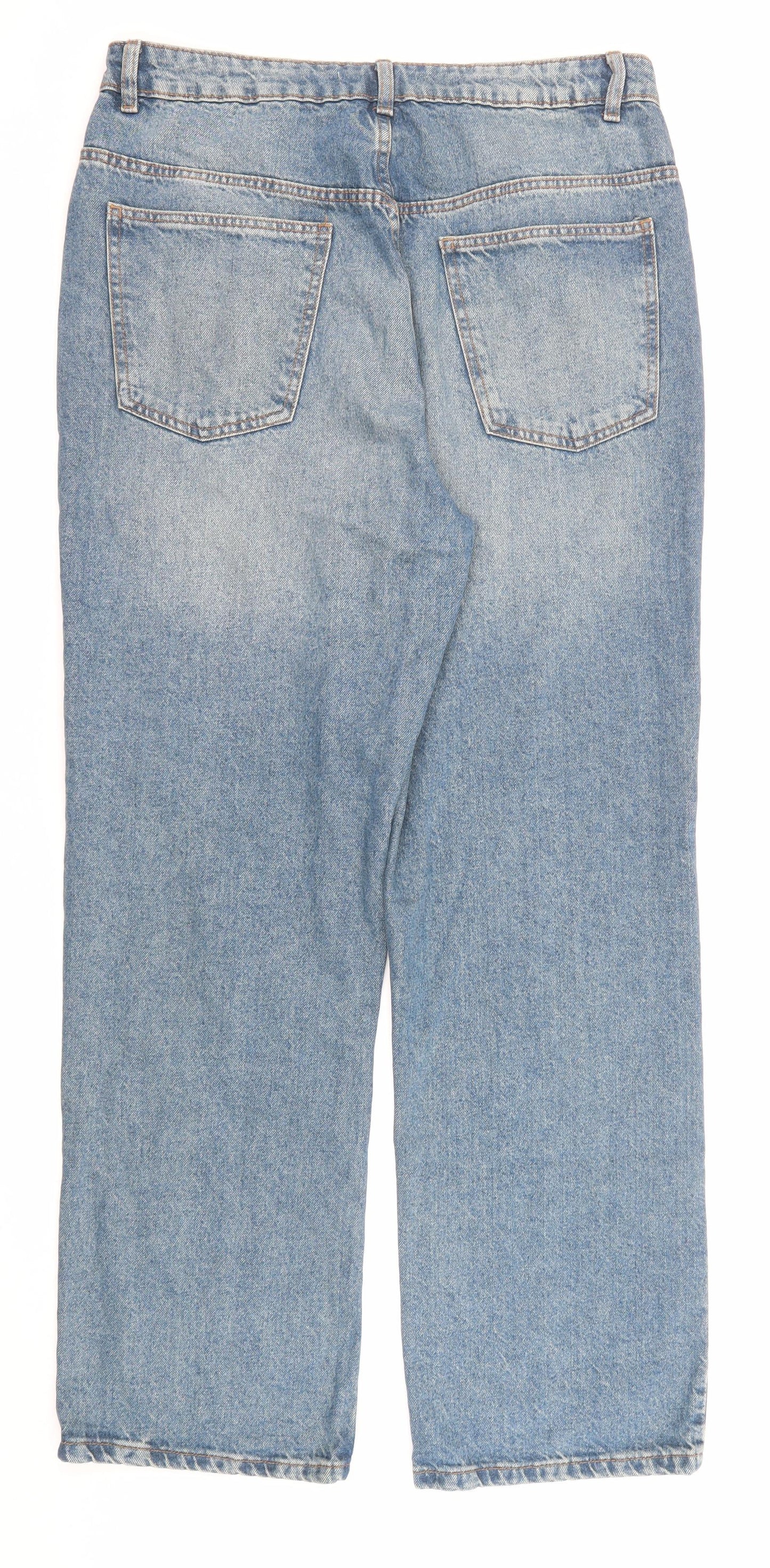 Denim & Co. Womens Blue Cotton Straight Jeans Size 16 Regular Zip