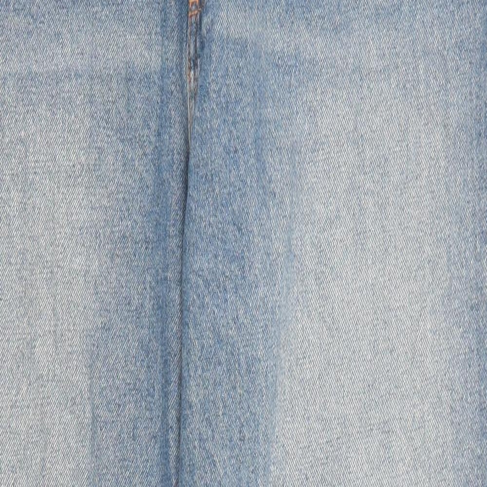 Denim & Co. Womens Blue Cotton Straight Jeans Size 16 Regular Zip