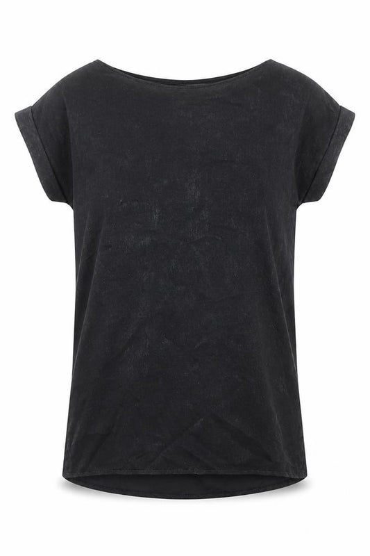 Front view of Next women’s black polyester basic t-shirt, size UK 6, round neck