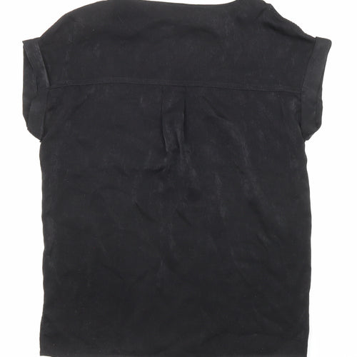 NEXT Womens Black Polyester Basic T-Shirt Size 6 Round Neck