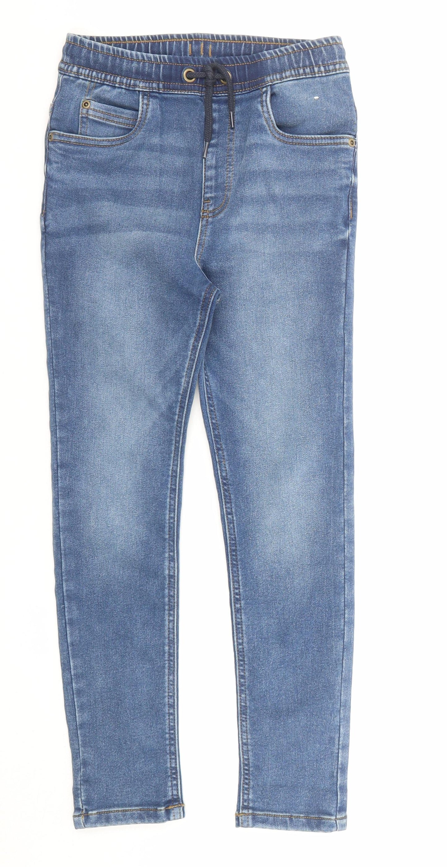 Nutmeg Boys Blue Cotton Skinny Jeans Size 7-8 Years Regular Drawstring