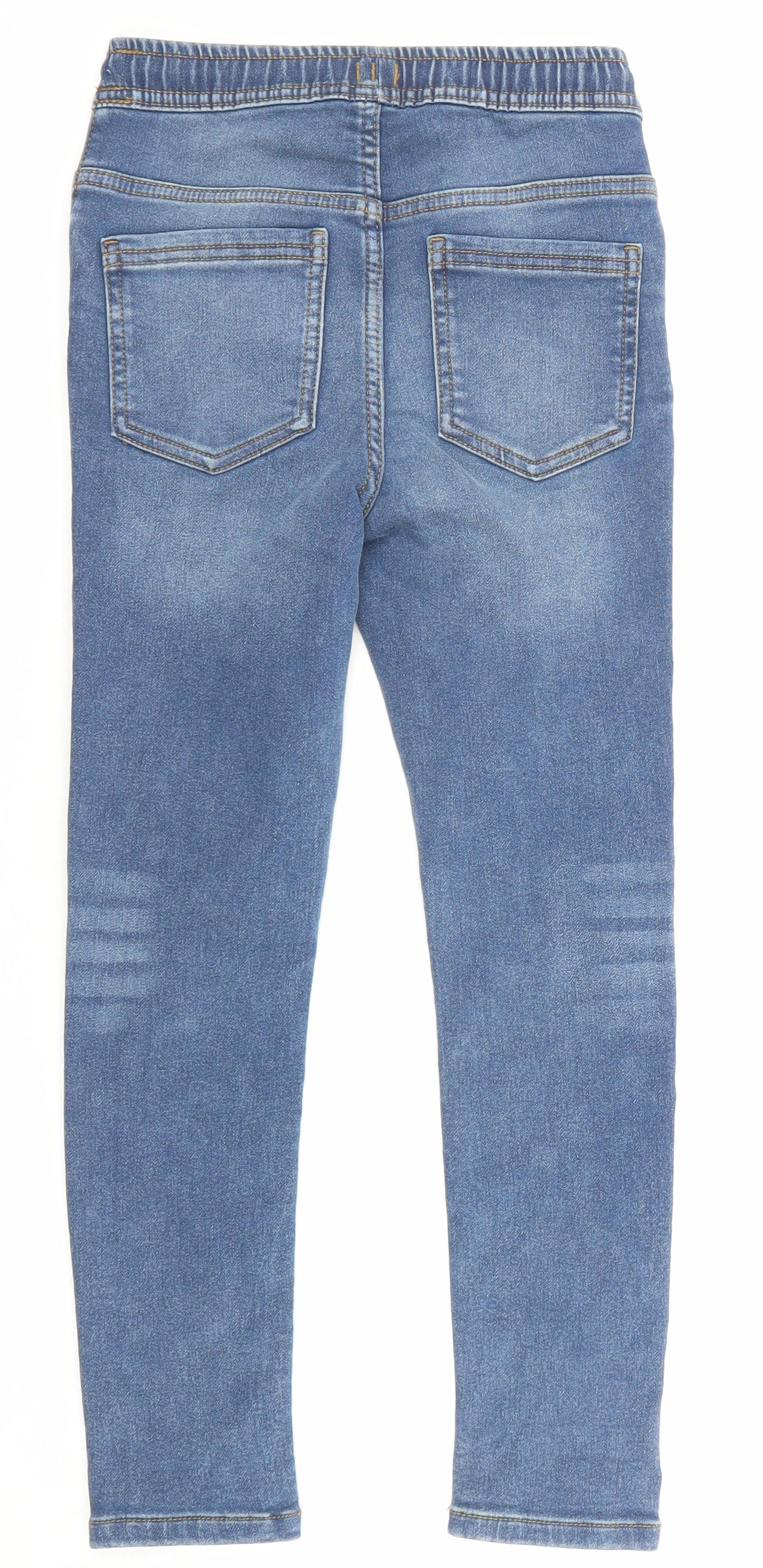 Nutmeg Boys Blue Cotton Skinny Jeans Size 7-8 Years Regular Drawstring