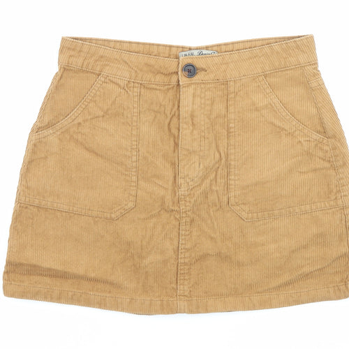 Denim & Co. Womens Beige Cotton Mini Skirt Size 10 Button