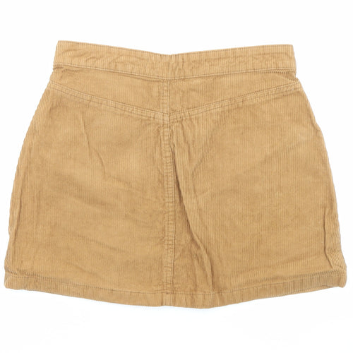 Denim & Co. Womens Beige Cotton Mini Skirt Size 10 Button