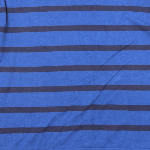 Ungaro Mens Blue Round Neck Striped Cotton Pullover Jumper Size L Long Sleeve