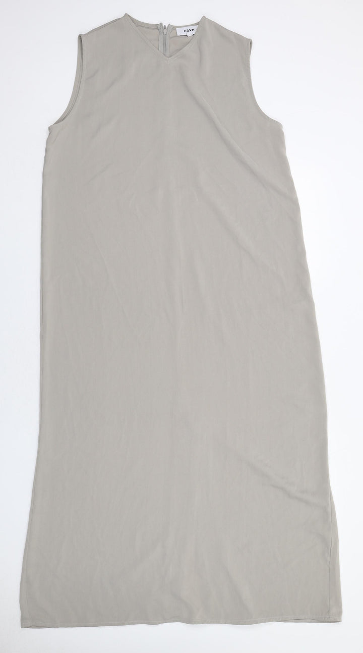 Cave Womens Grey Polyester A-Line Size XL V-Neck Zip