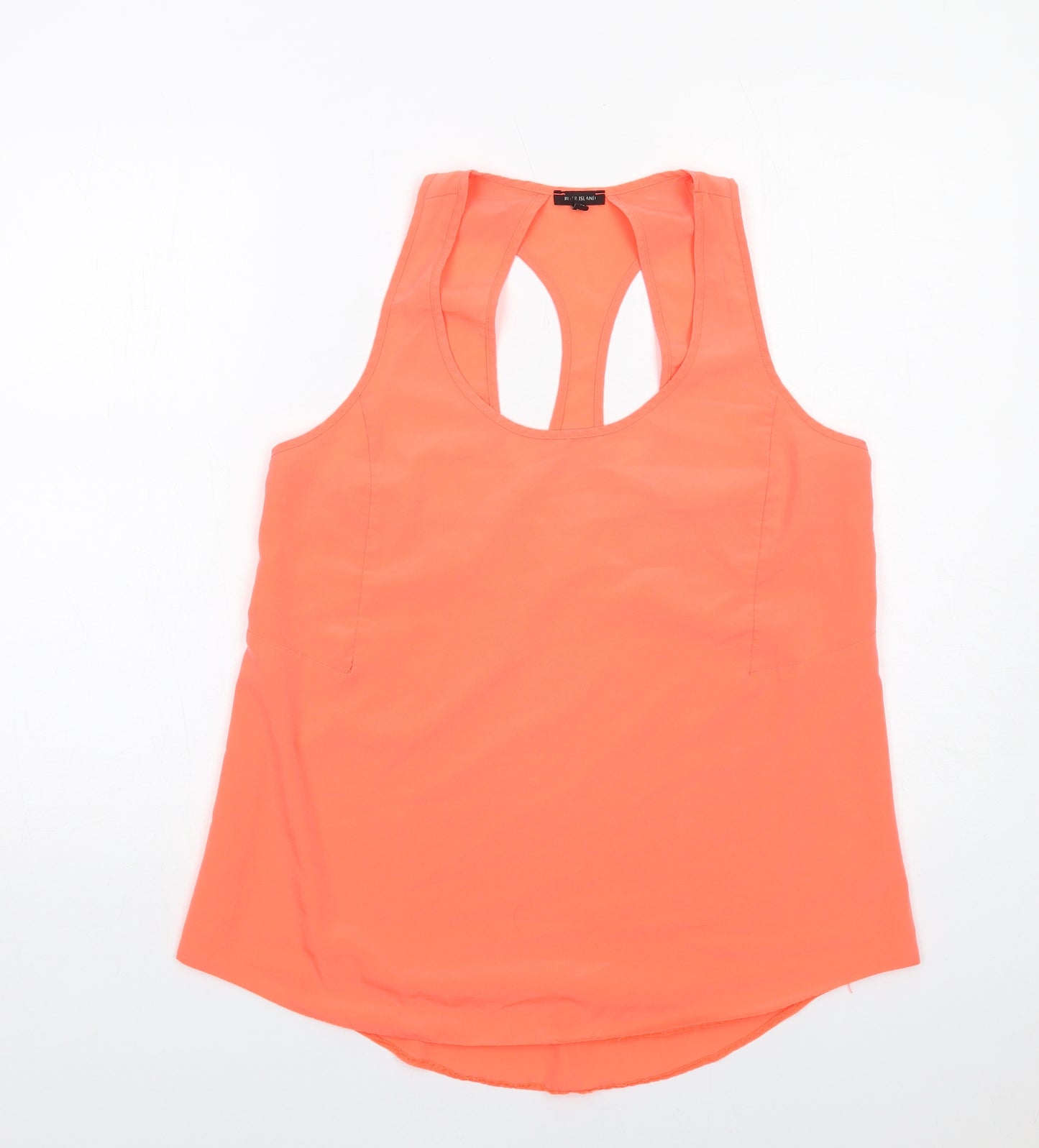 River Island Womens Orange Polyester Basic Tank Size 14 Round Neck