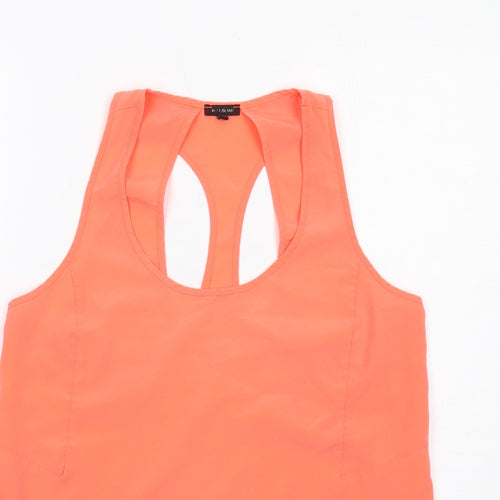 River Island Womens Orange Polyester Basic Tank Size 14 Round Neck