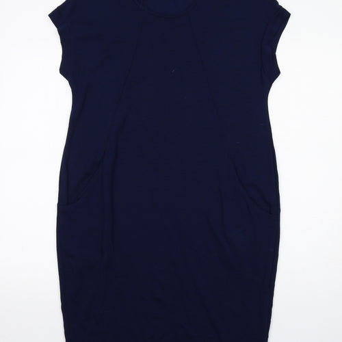 Roman Womens Blue Viscose Shift Size 12 Round Neck Pullover