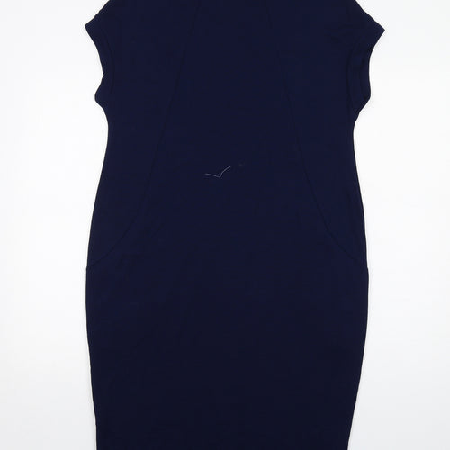 Roman Womens Blue Viscose Shift Size 12 Round Neck Pullover
