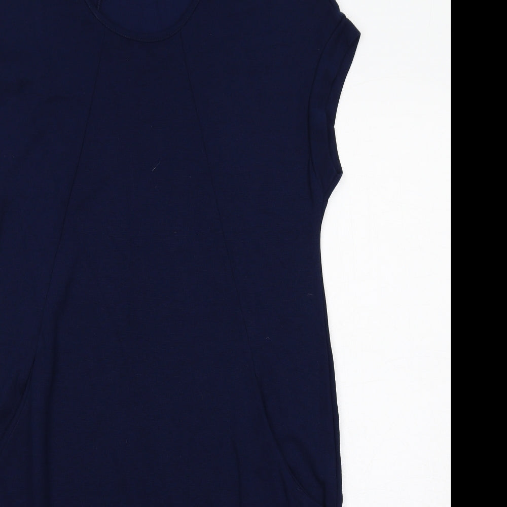 Roman Womens Blue Viscose Shift Size 12 Round Neck Pullover