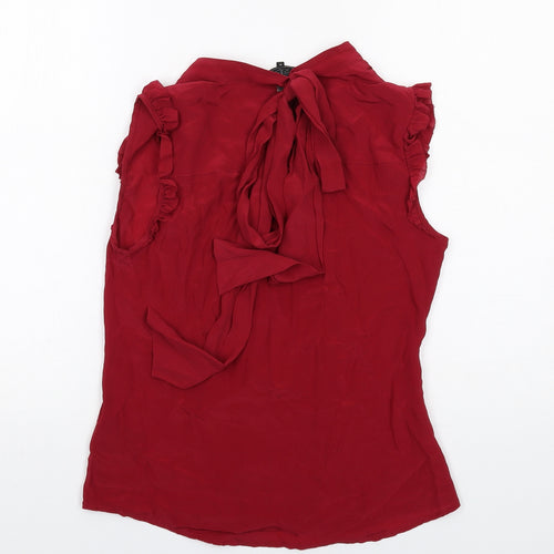 GUESS Womens Red Silk Basic Tank Size M V-Neck