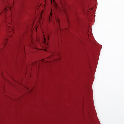GUESS Womens Red Silk Basic Tank Size M V-Neck