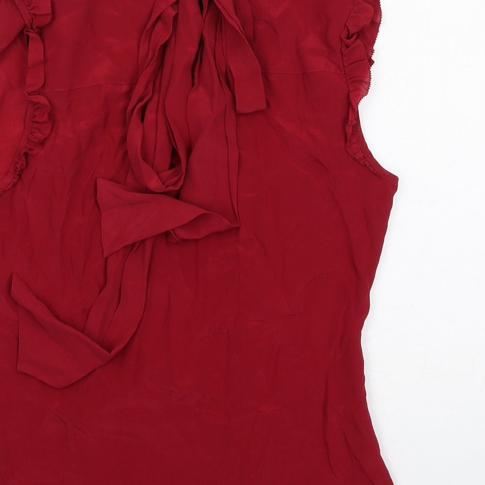 GUESS Womens Red Silk Basic Tank Size M V-Neck