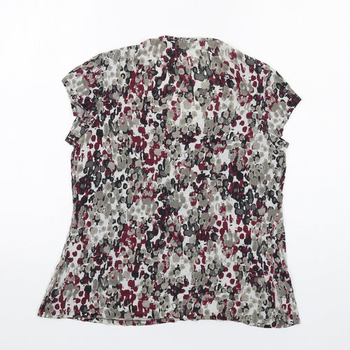 Marks and Spencer Womens Multicoloured Geometric Viscose Basic T-Shirt Size 12 Round Neck