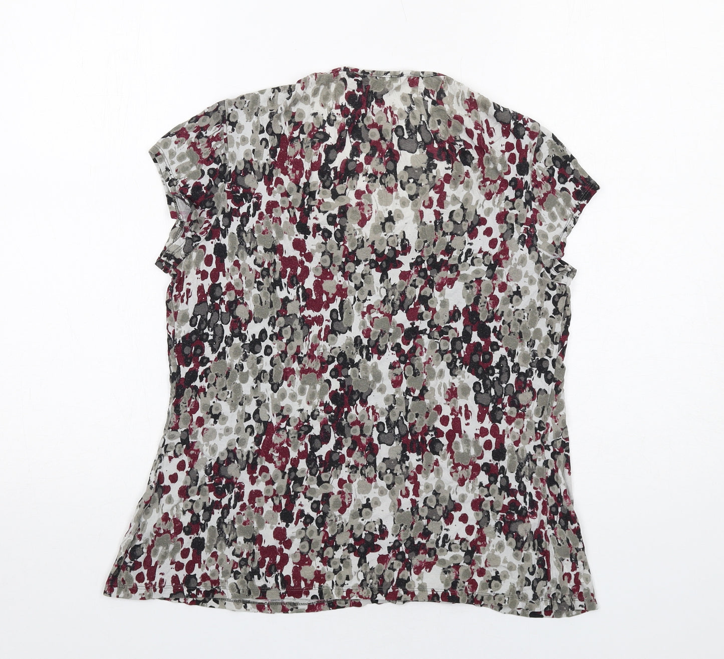 Marks and Spencer Womens Multicoloured Geometric Viscose Basic T-Shirt Size 12 Round Neck