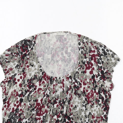Marks and Spencer Womens Multicoloured Geometric Viscose Basic T-Shirt Size 12 Round Neck