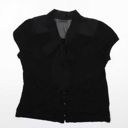 Body Flirt Womens Black Viscose Basic Button-Up Size L V-Neck
