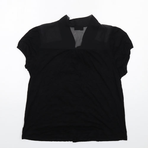 Body Flirt Womens Black Viscose Basic Button-Up Size L V-Neck
