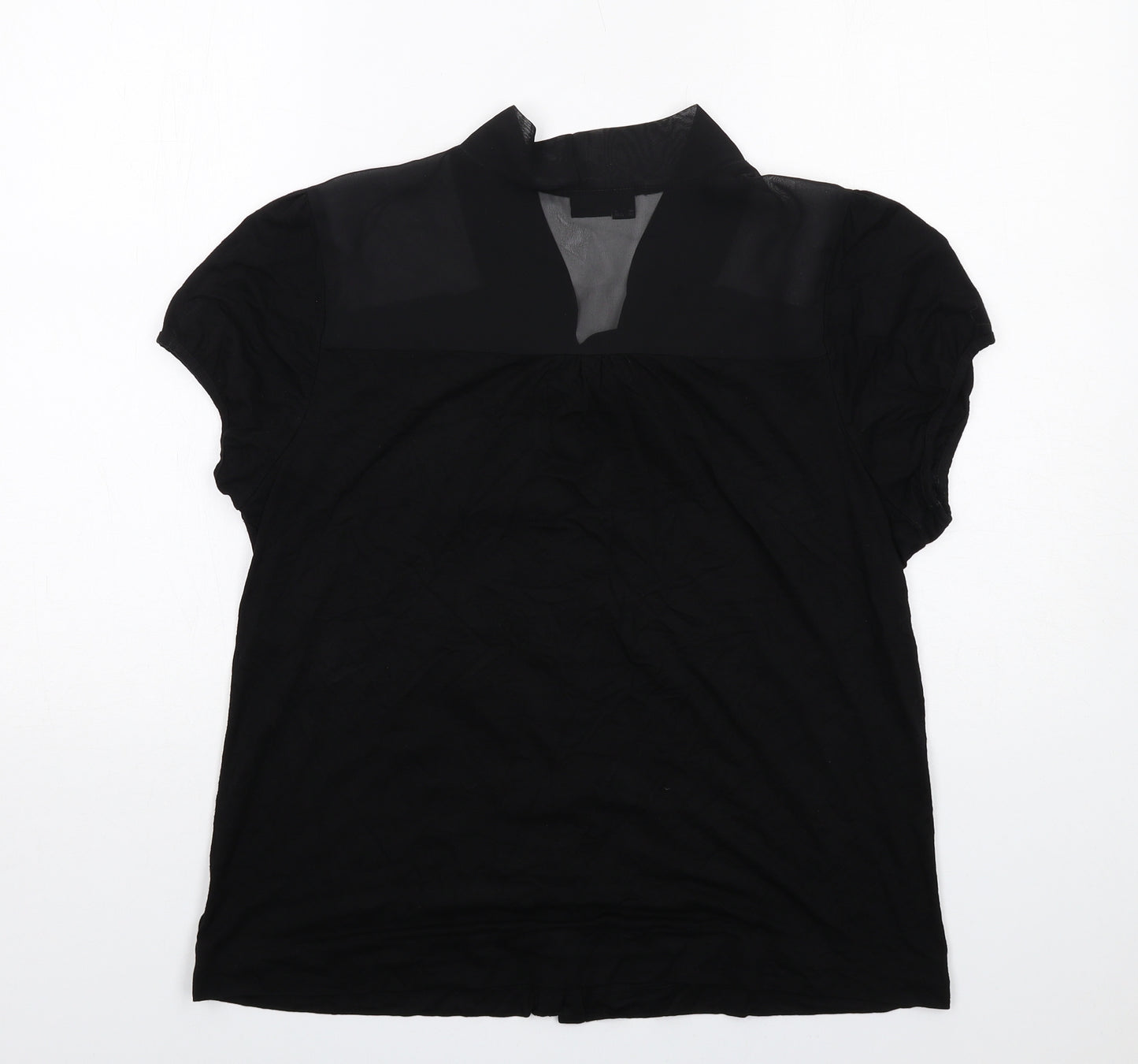Body Flirt Womens Black Viscose Basic Button-Up Size L V-Neck