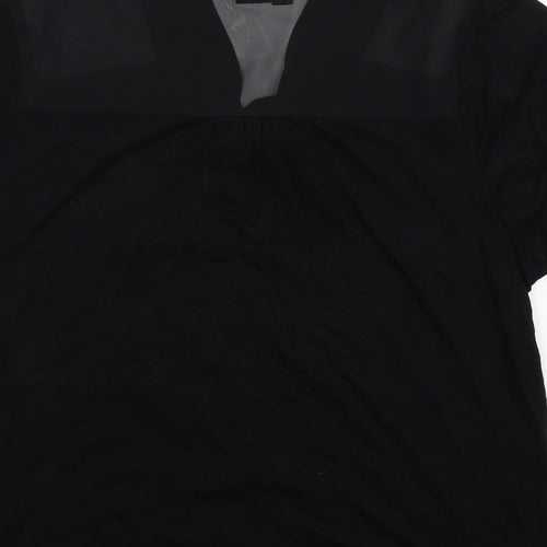 Body Flirt Womens Black Viscose Basic Button-Up Size L V-Neck