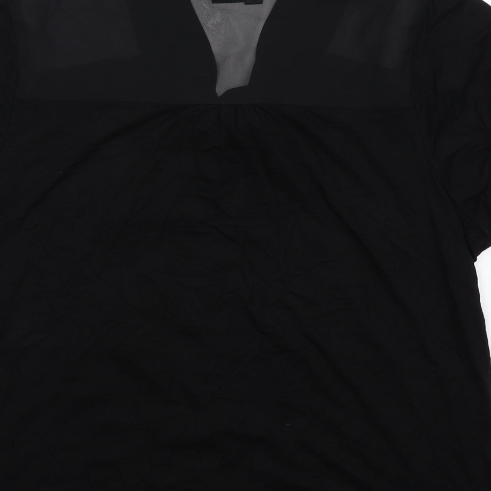 Body Flirt Womens Black Viscose Basic Button-Up Size L V-Neck