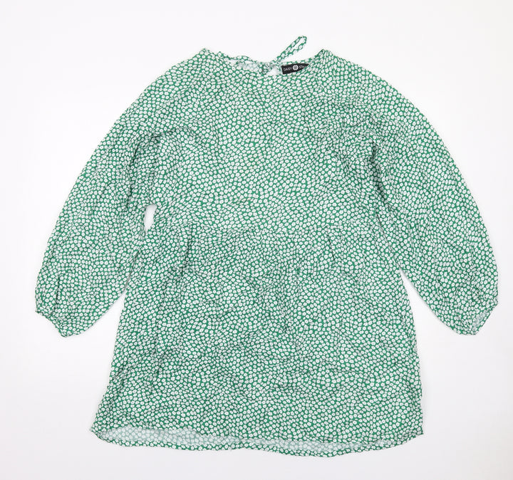 Daisy Street Womens Green Floral Viscose A-Line Size 6 Round Neck Pullover