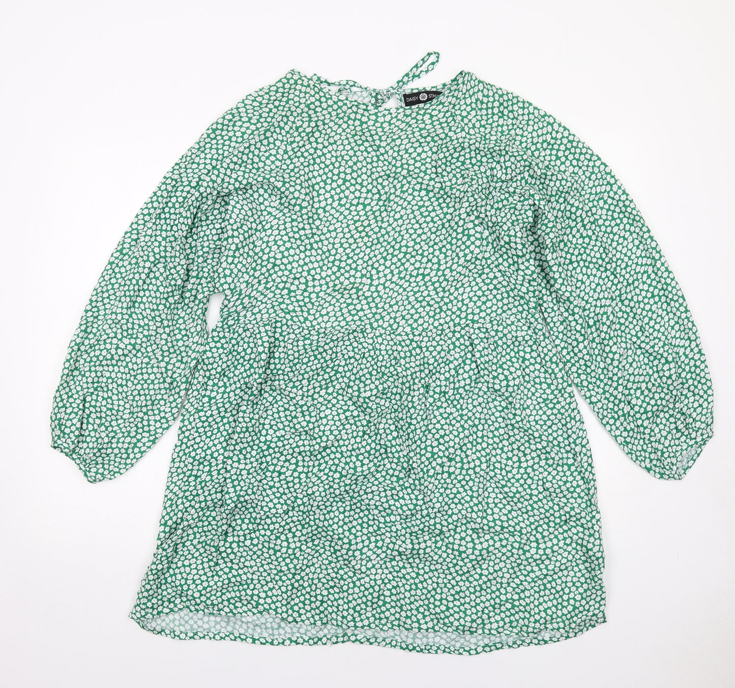 Daisy Street Womens Green Floral Viscose A-Line Size 6 Round Neck Pullover