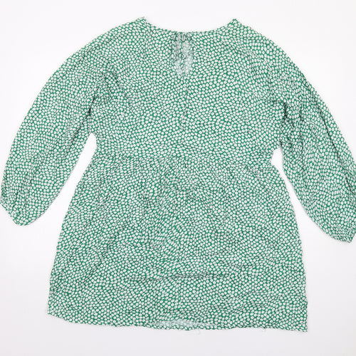 Daisy Street Womens Green Floral Viscose A-Line Size 6 Round Neck Pullover