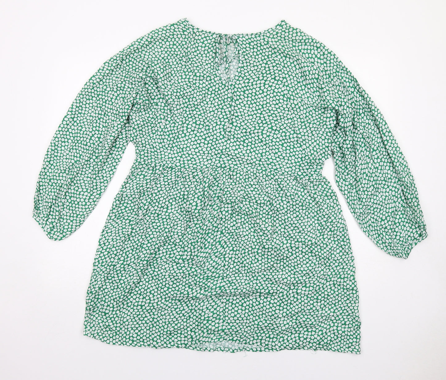 Daisy Street Womens Green Floral Viscose A-Line Size 6 Round Neck Pullover