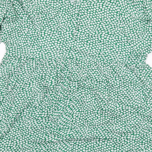 Daisy Street Womens Green Floral Viscose A-Line Size 6 Round Neck Pullover