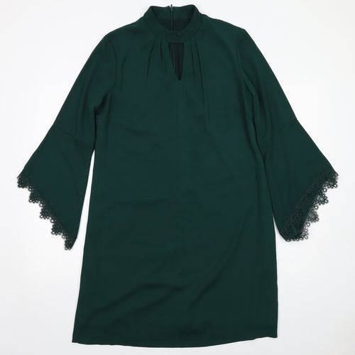 Debut Womens Green Polyester A-Line Size 14 Round Neck Zip
