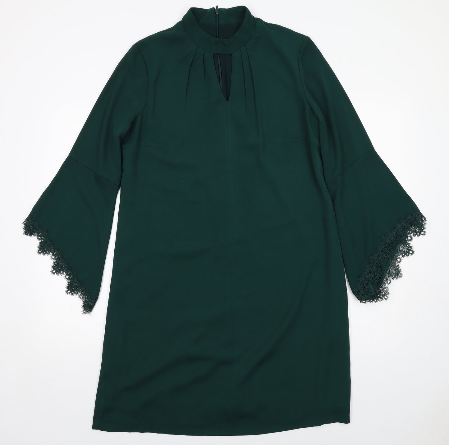 Debut Womens Green Polyester A-Line Size 14 Round Neck Zip